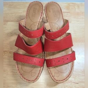 Born Hand Crafted Strappy Leather Wedge Sandal Size 10